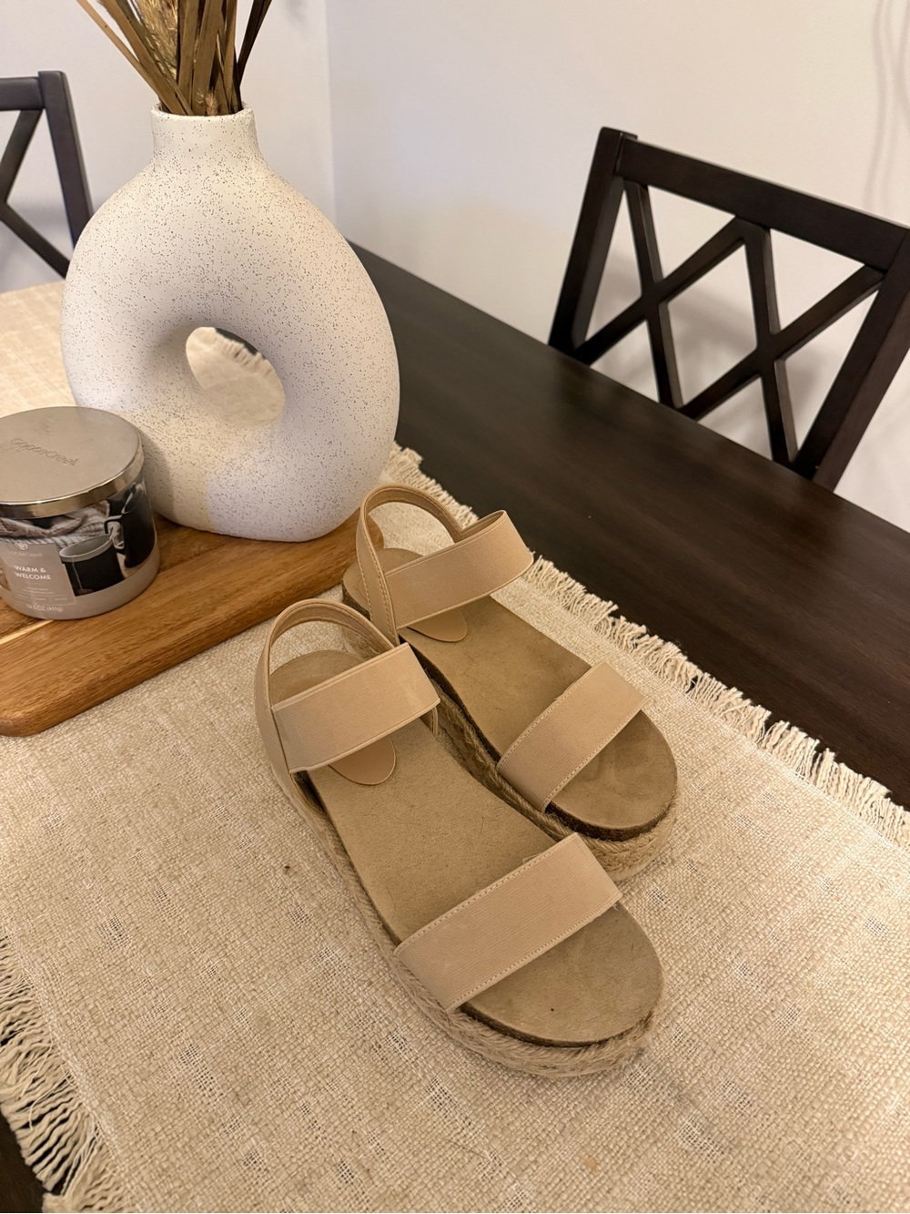 Aloha Island Beige Two-Strap Platform Sandals